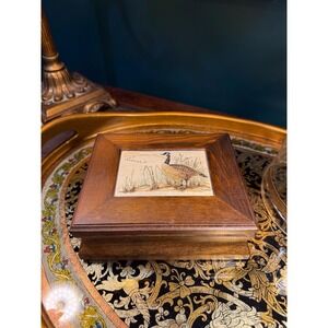 Vintage J.J. Cash Embroidered Goose Wood Keepsake Box